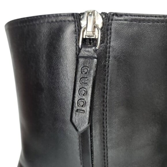 Gucci Janaya GG Logo Leather Platform Ankle Boots - Picture 7 of 11